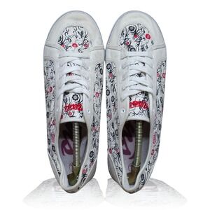 Vans Floral Print Low Top Sneakers White Red Black Women's Size 10